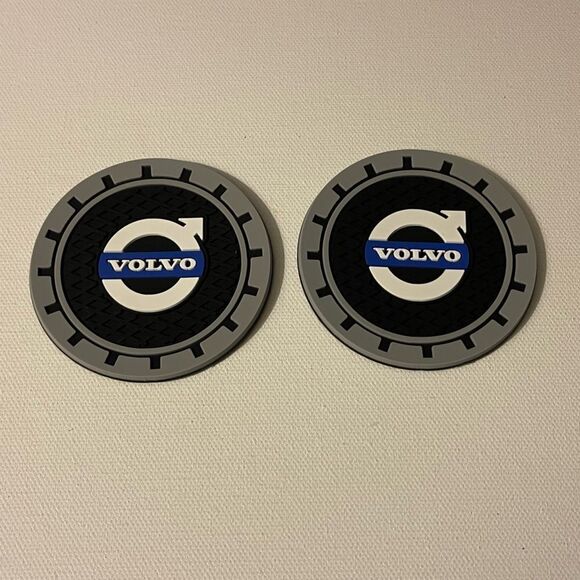 Volvo car cup Coasters in black and gray. Set of 2 NWT - Picture 6 of 7